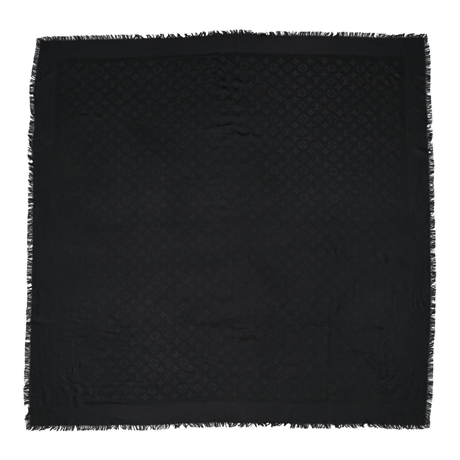 Louis Vuitton Silk Wool Monogram Shawl Black 1 of 5