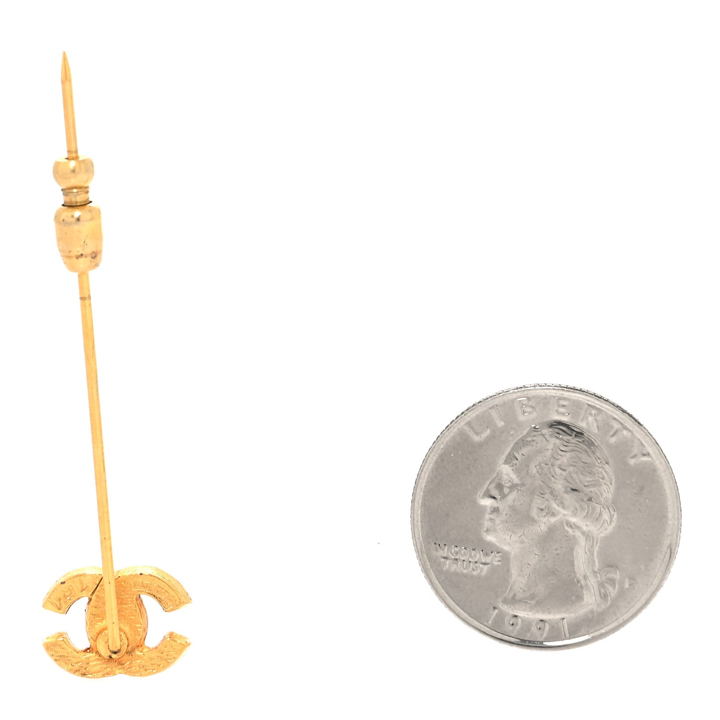 Crystal CC Pin Brooch Gold