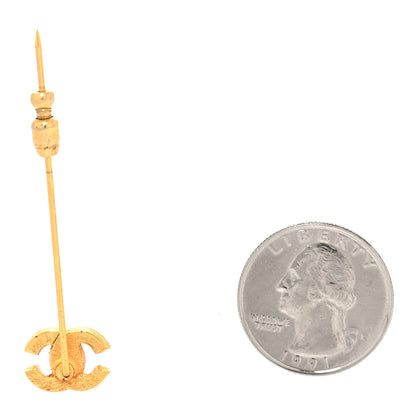 Chanel Crystal CC Pin Brooch Gold 2 of 3