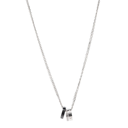 Cartier 18K White Gold Ceramic Diamond Three Ring LOVE Necklace 1 of 6