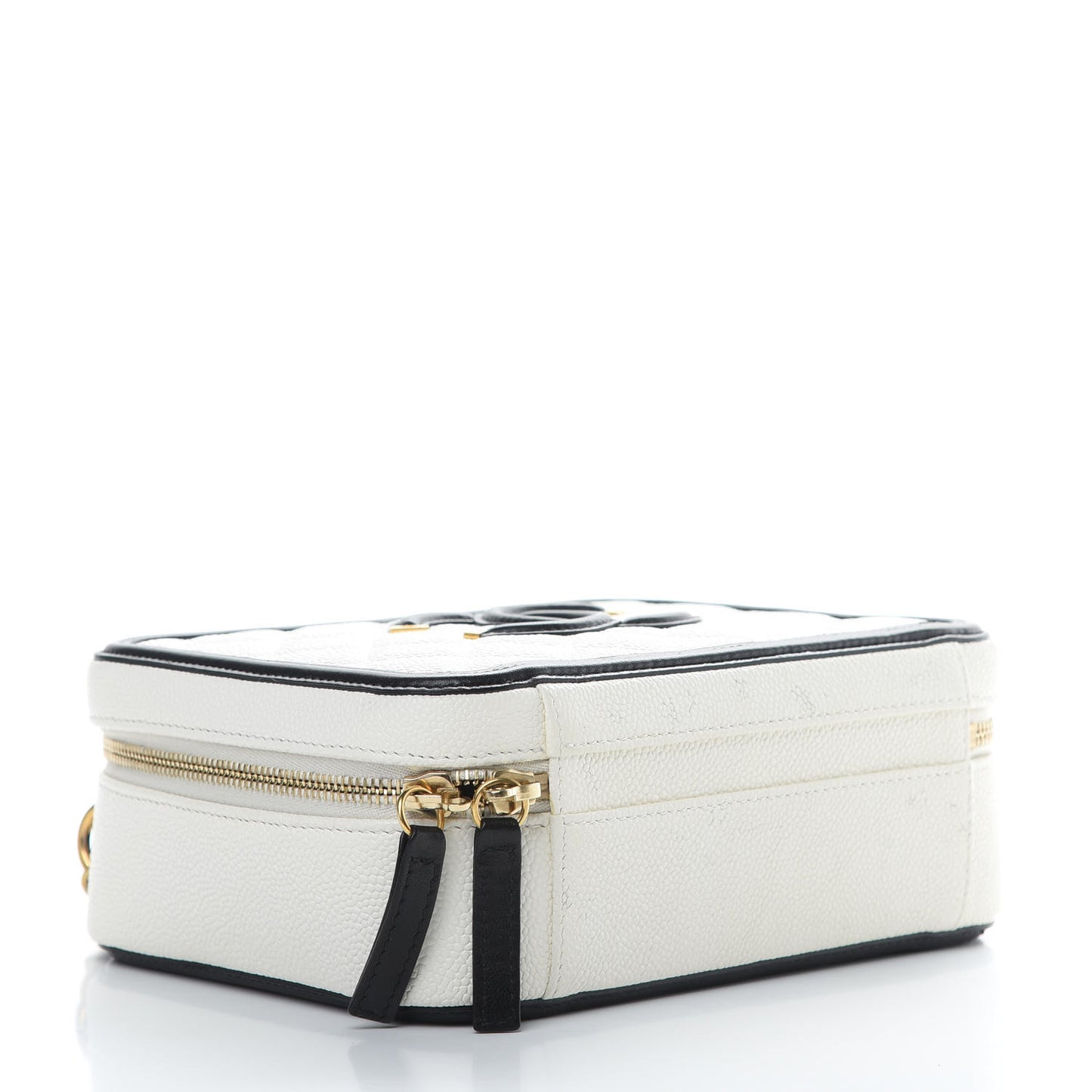 Caviar Quilted Medium CC Filigree Vanity Case White Black