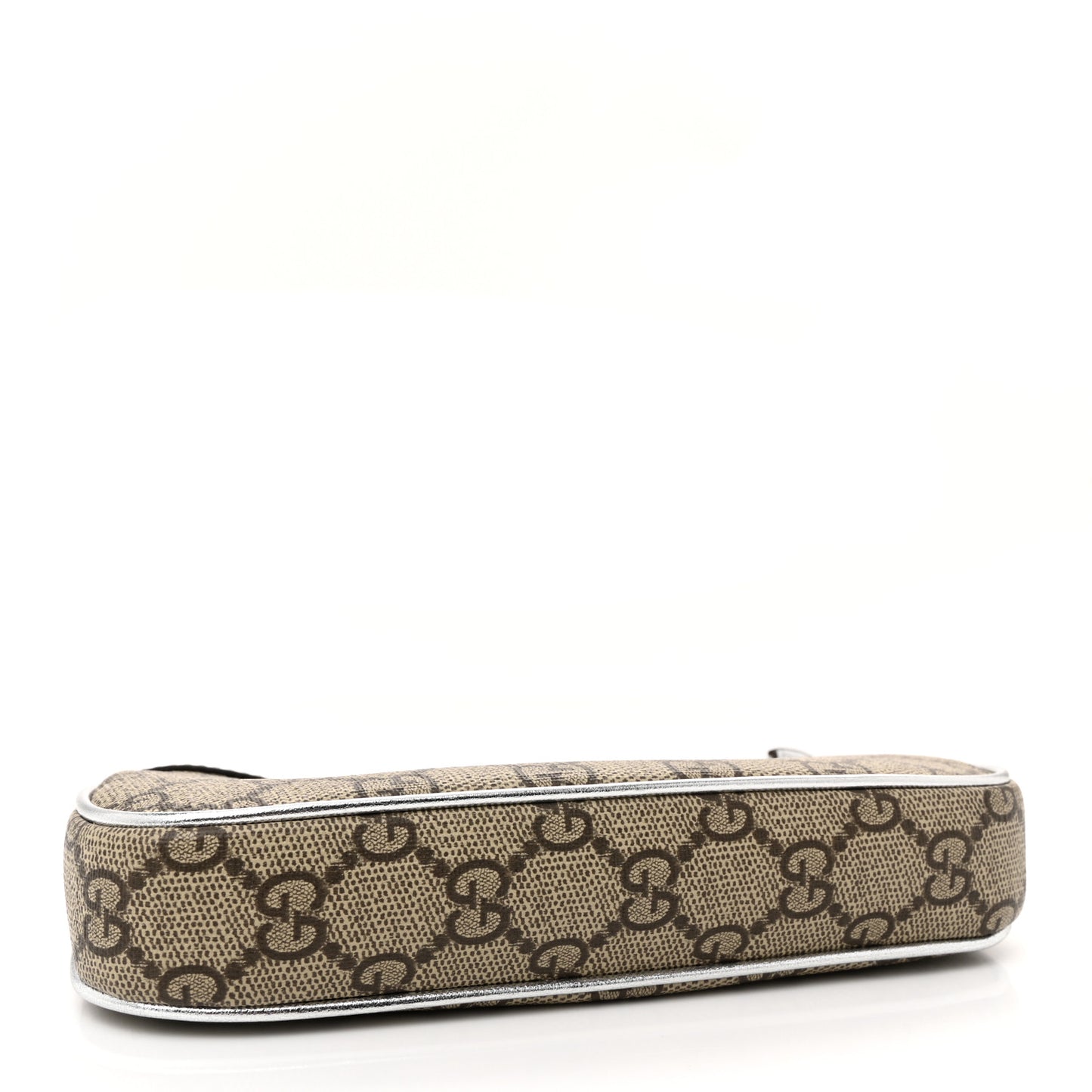 GG Supreme Monogram Lame Textured Dollar Calfskin Mini Ophidia Chain Bag Beige Ebony Silver
