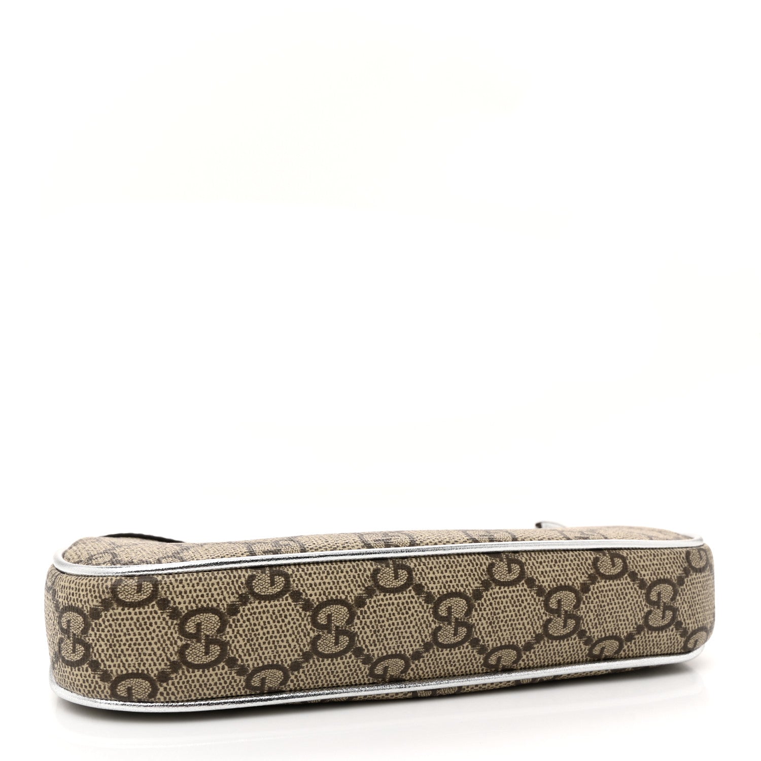 Gucci GG Supreme Monogram Lame Textured Dollar Calfskin Mini Ophidia Chain Bag Beige Ebony Silver 4 of 11