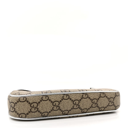 Gucci GG Supreme Monogram Lame Textured Dollar Calfskin Mini Ophidia Chain Bag Beige Ebony Silver 4 of 11