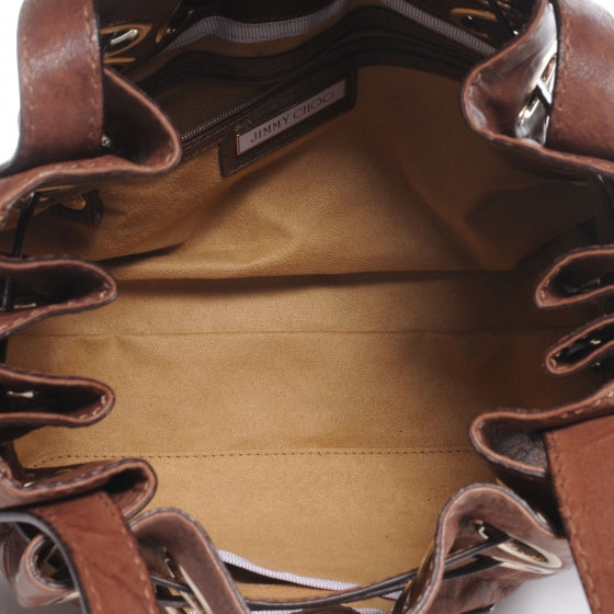 Leather Watersnake Trim Riki Tote Bag Brown