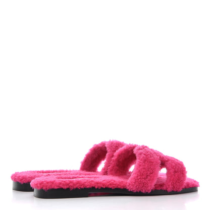 Hermes Woolskin Oran Sandals 36 Rose Fuchsia 4 of 7
