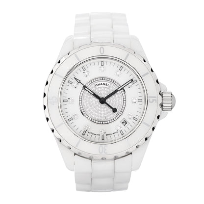 Chanel Stainless Steel Ceramic Diamond Dial 38mm J12 Automatic Watch White 1 of 5