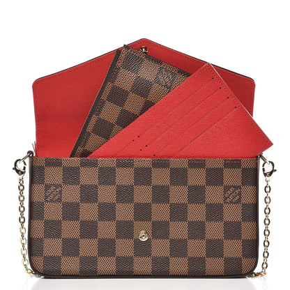 Louis Vuitton Damier Ebene Pochette Felicie Chain Wallet 6 of 8