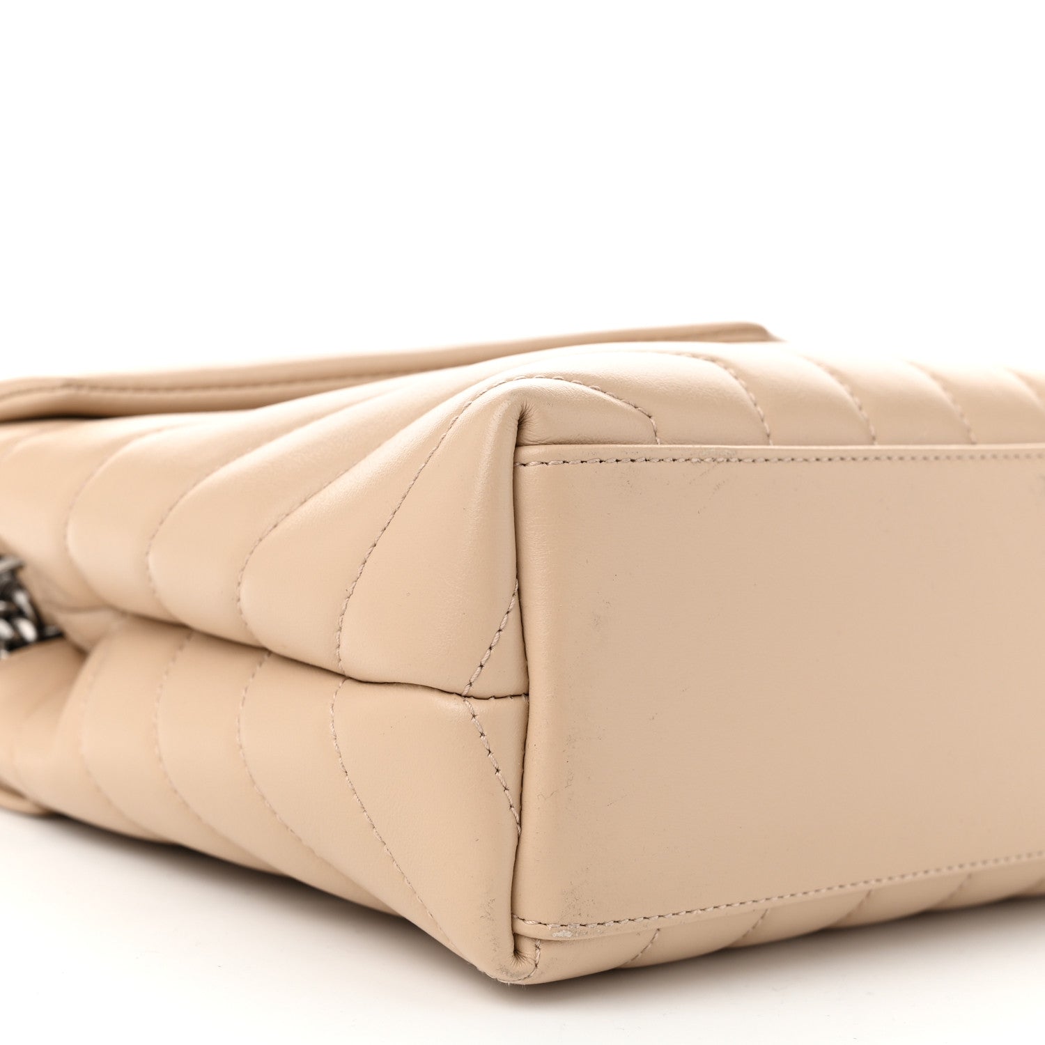Saint Laurent Calfskin Y Quilted Monogram Small Loulou Chain Satchel Nude 9 of 10