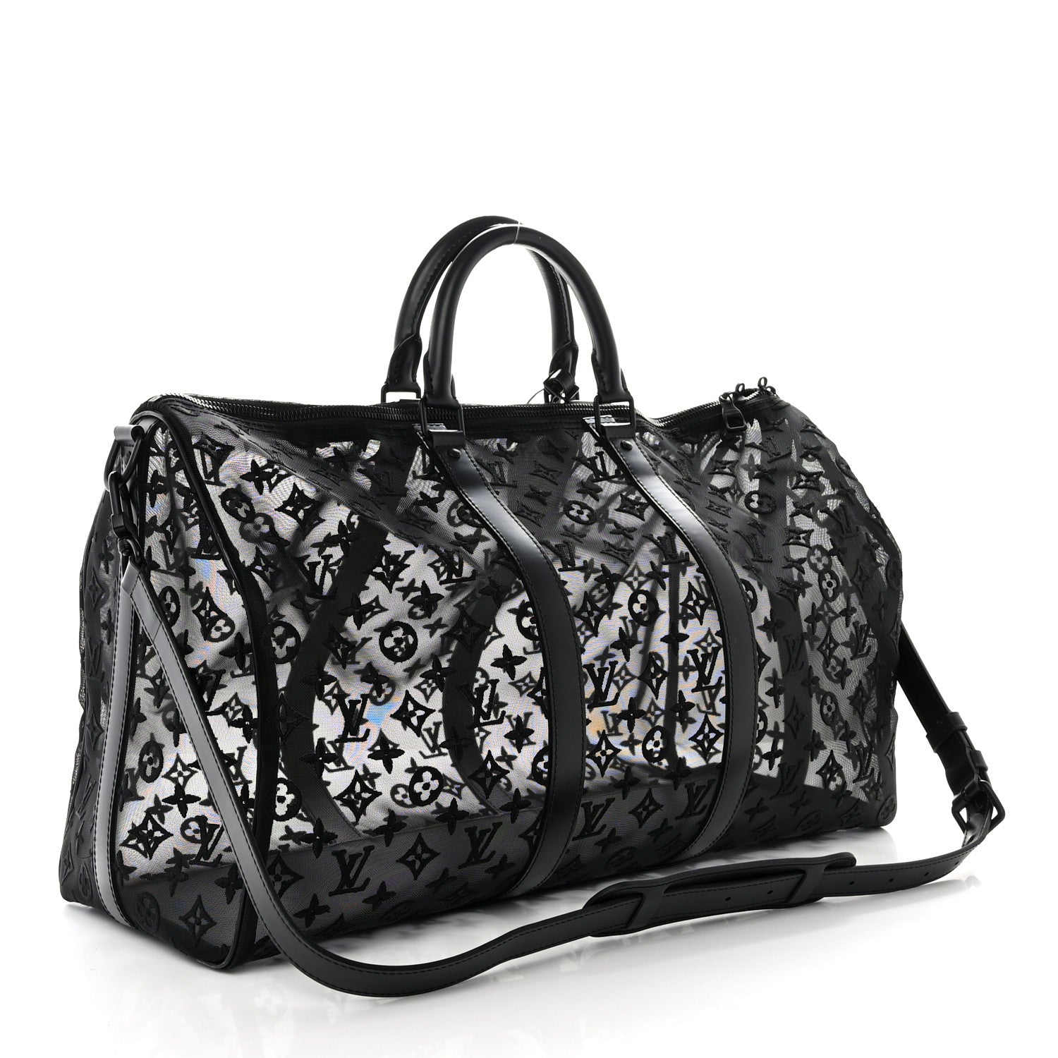 Louis Vuitton Monogram See Through Keepall Bandouliere 50 Black 2 of 10
