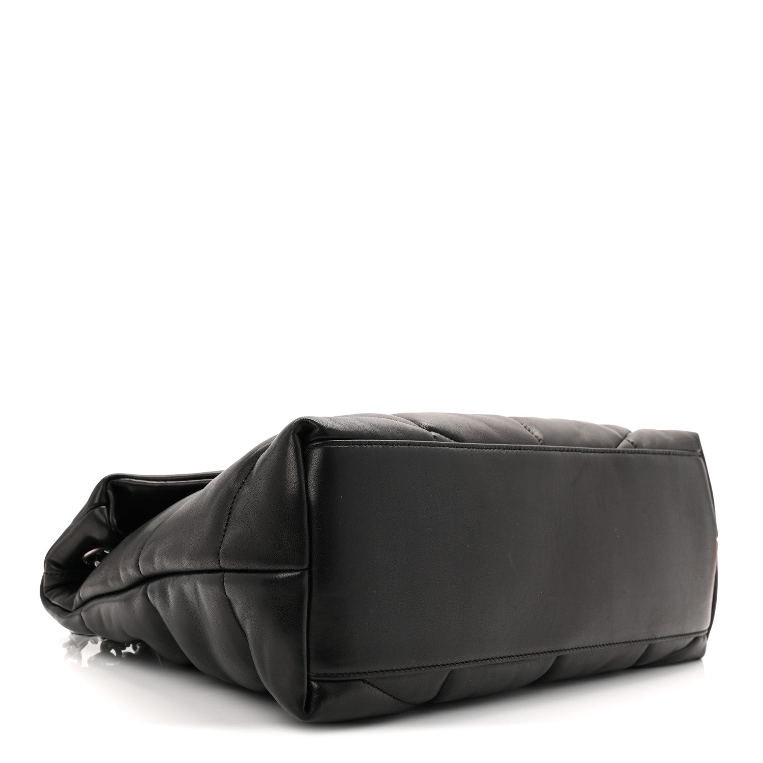 Saint Laurent Lambskin Quilted Medium Loulou Puffer Monogram Chain Satchel Black 4 of 10