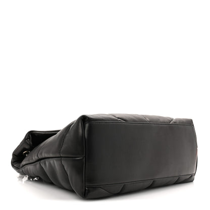 Saint Laurent Lambskin Quilted Medium Loulou Puffer Monogram Chain Satchel Black 4 of 10