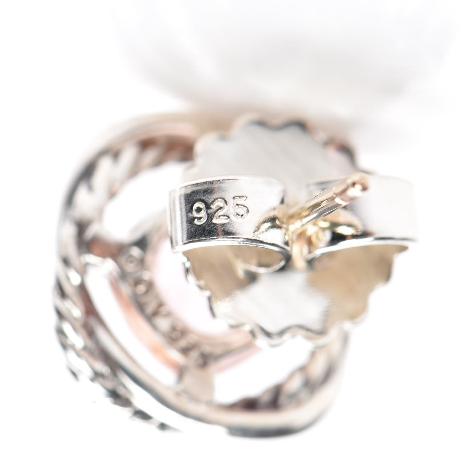 David Yurman Sterling Silver Morganite 7mm Infinity Earrings 4 of 5