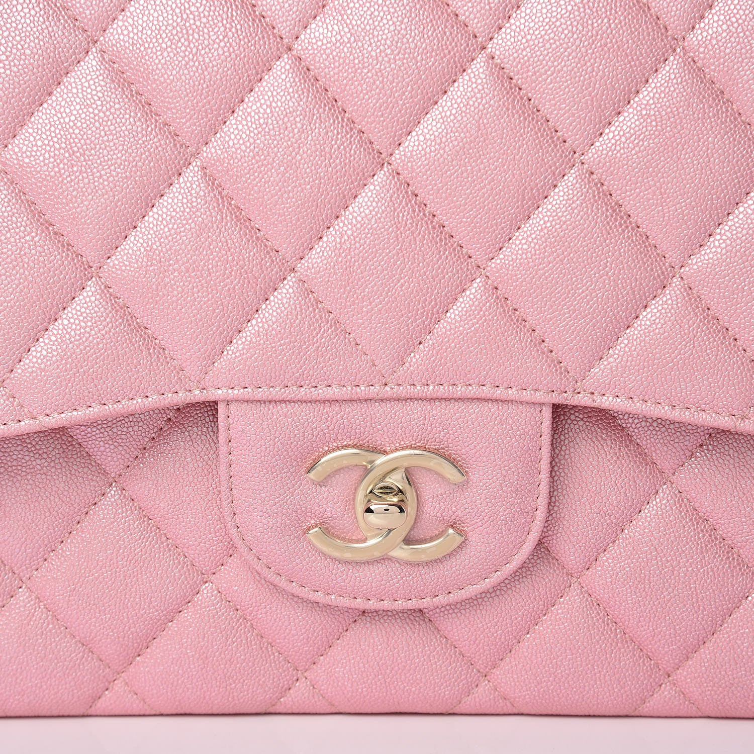Chanel Iridescent Caviar Quilted Jumbo Double Flap Rose Pink 8 of 11