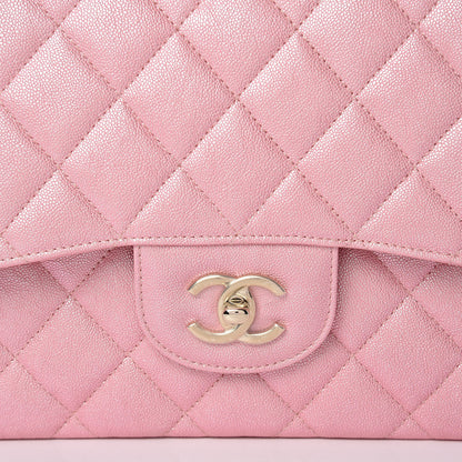 Chanel Iridescent Caviar Quilted Jumbo Double Flap Rose Pink 8 of 11