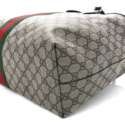 Gucci GG Supreme Monogram Textured Calfskin Web Medium Ophidia Shopping Tote Beige Ebony New Acero 12 of 12