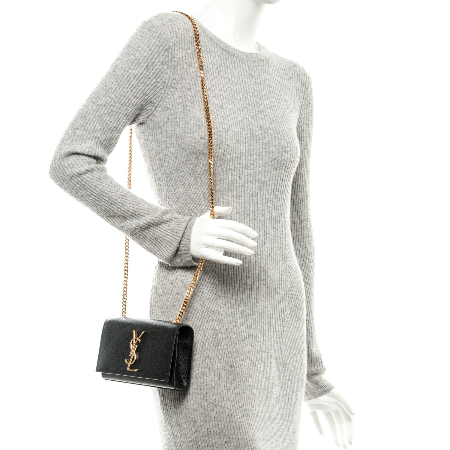 Saint Laurent Grain De Poudre Small Classic Monogram Satchel Black 2 of 8
