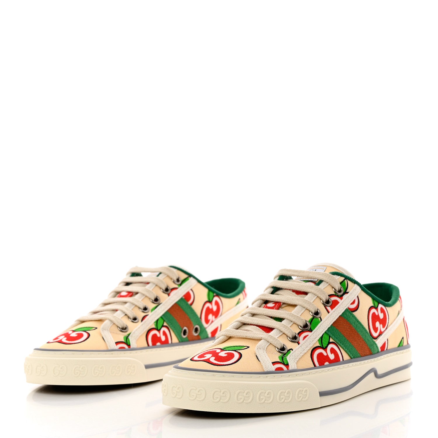 Gucci Canvas Web GG Apple Womens 1977 Tennis Sneakers 36 Ivory Red Mystic White New Shamarock 3 of 8