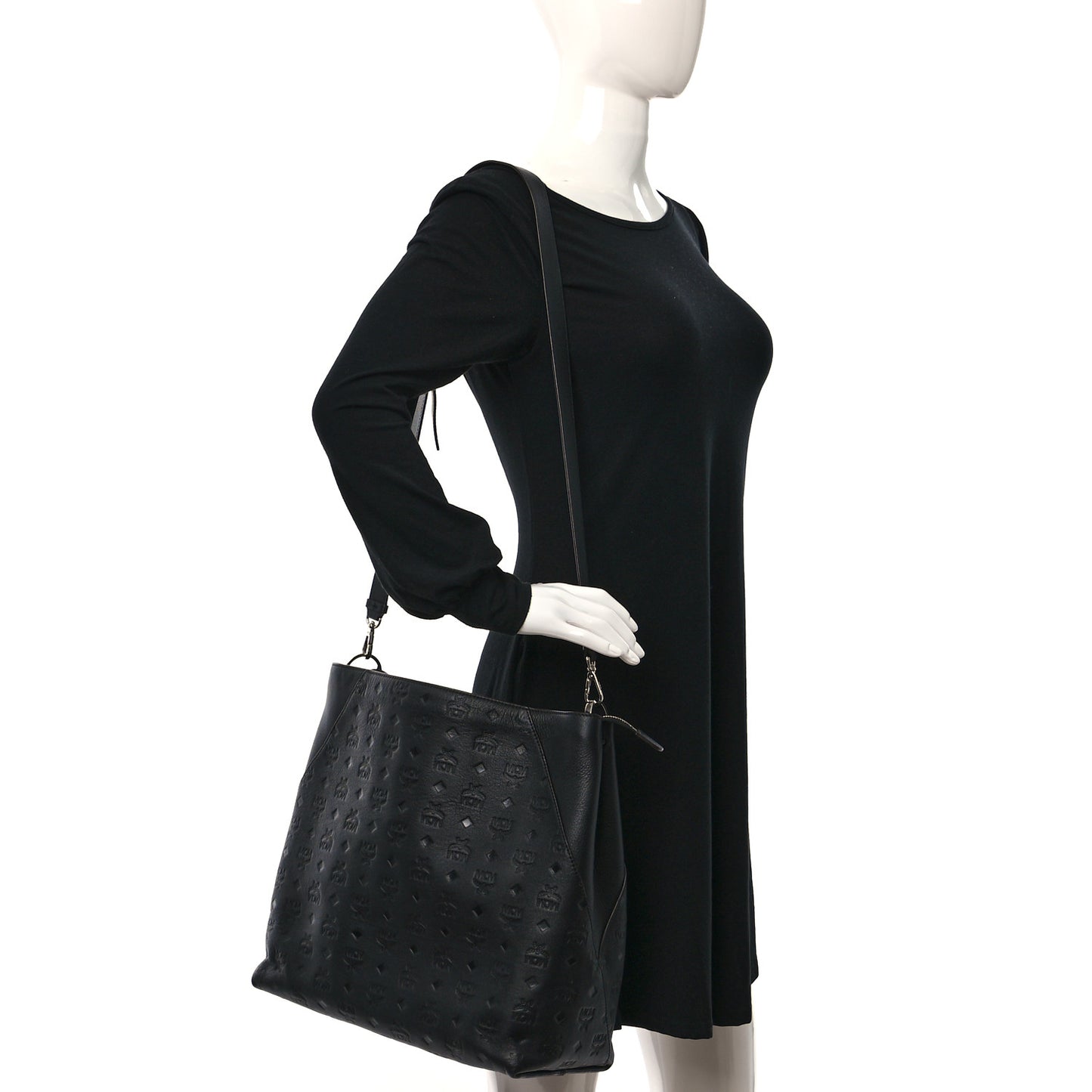 Calfskin Ottomar Monogram Large Klara Hobo Black Beige