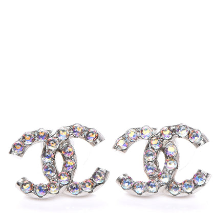Chanel Iridescent Crystal CC Earrings Silver 1 of 5