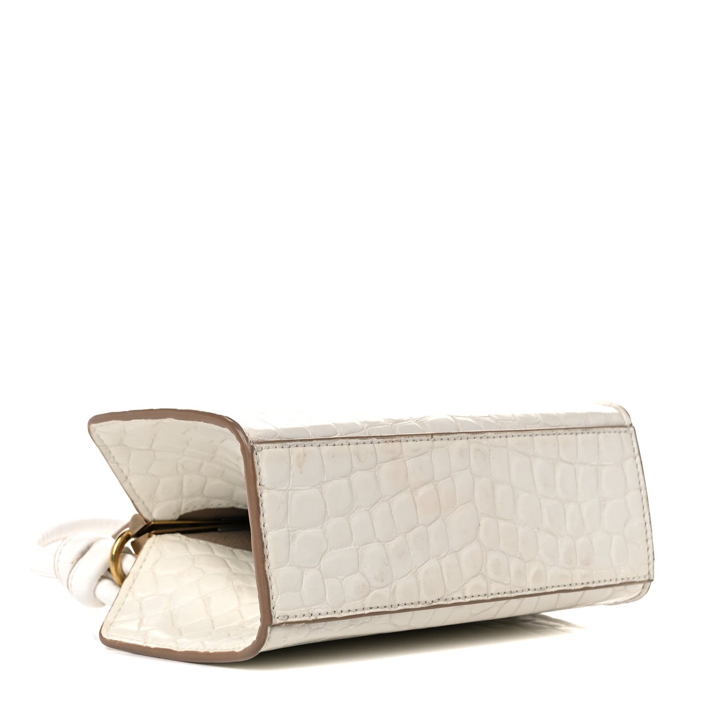 Crocodile Embossed Structured Shoulder Bag White