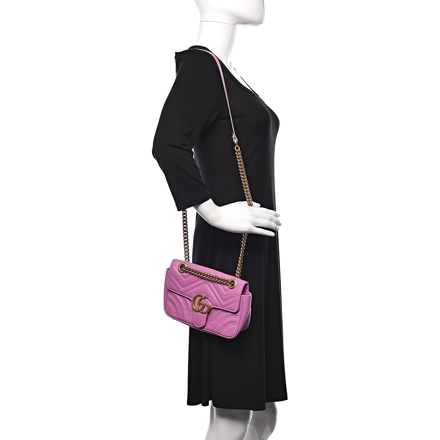 Gucci Calfskin Matelasse Mini GG Marmont Shoulder Bag Candy Mousse 2 of 14