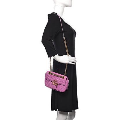 Gucci Calfskin Matelasse Mini GG Marmont Shoulder Bag Candy Mousse 2 of 14