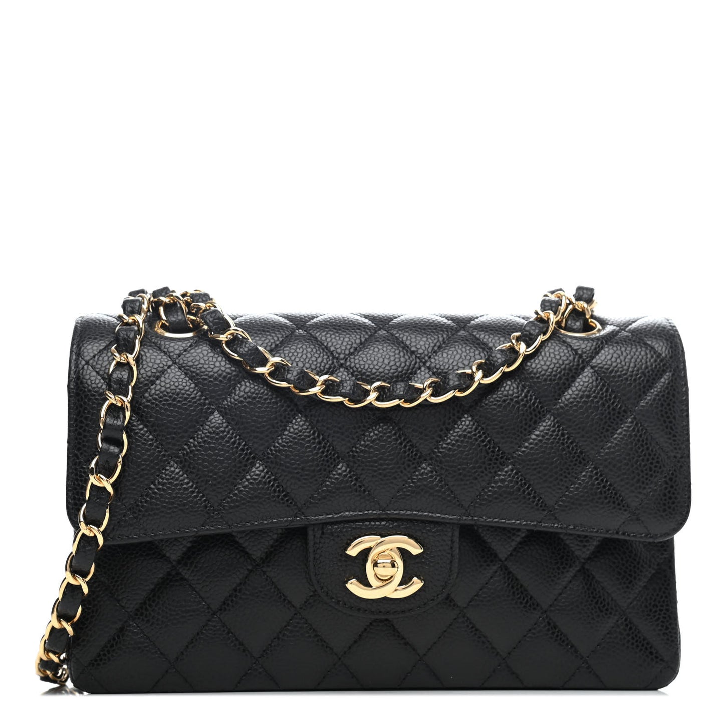 Caviar Quilted Small Double Flap Black