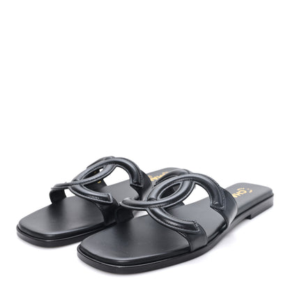 Chanel Lambskin CC Cut Out Mules Sandals 39 Black 4 of 10