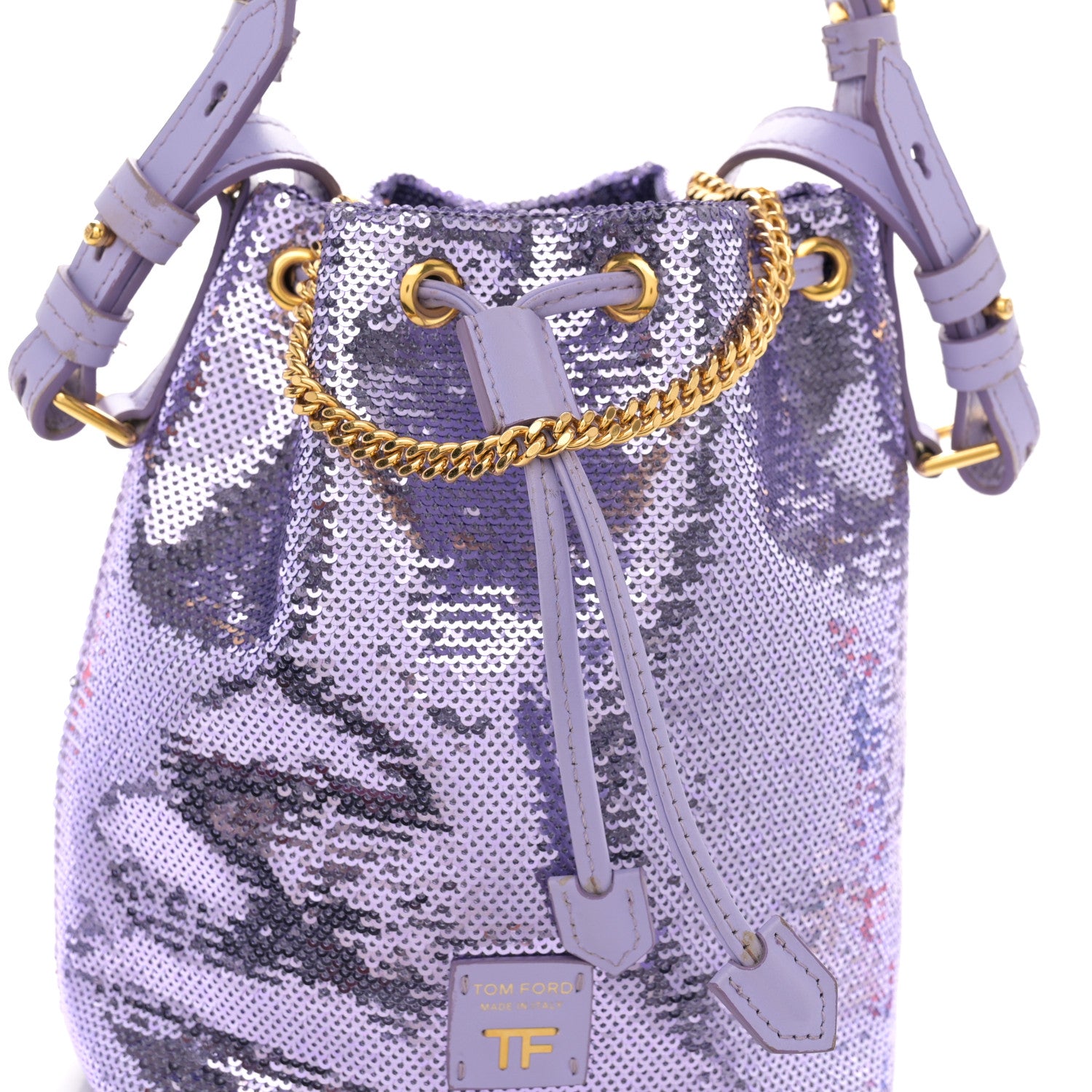 Tom Ford Sequin Small Disco Chain Bucket Bag Light Purple 7 of 9