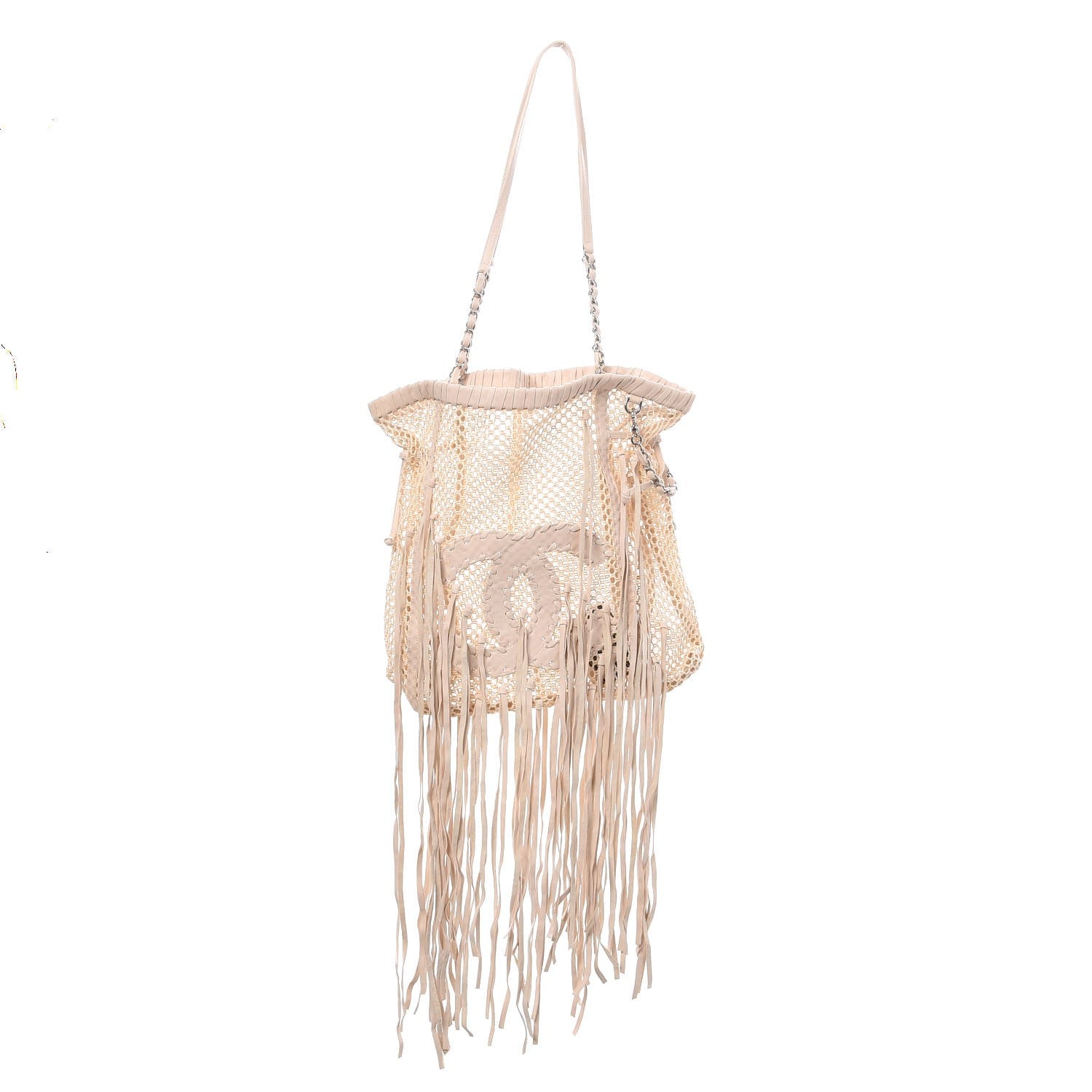 Chanel Calfskin Fringe Large La Madrague Tote Dark White 1 of 8