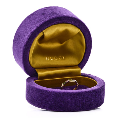 Gucci 18K Yellow Gold Green Tourmaline Narrow Link to Love Ring 53 6.25 7 of 7