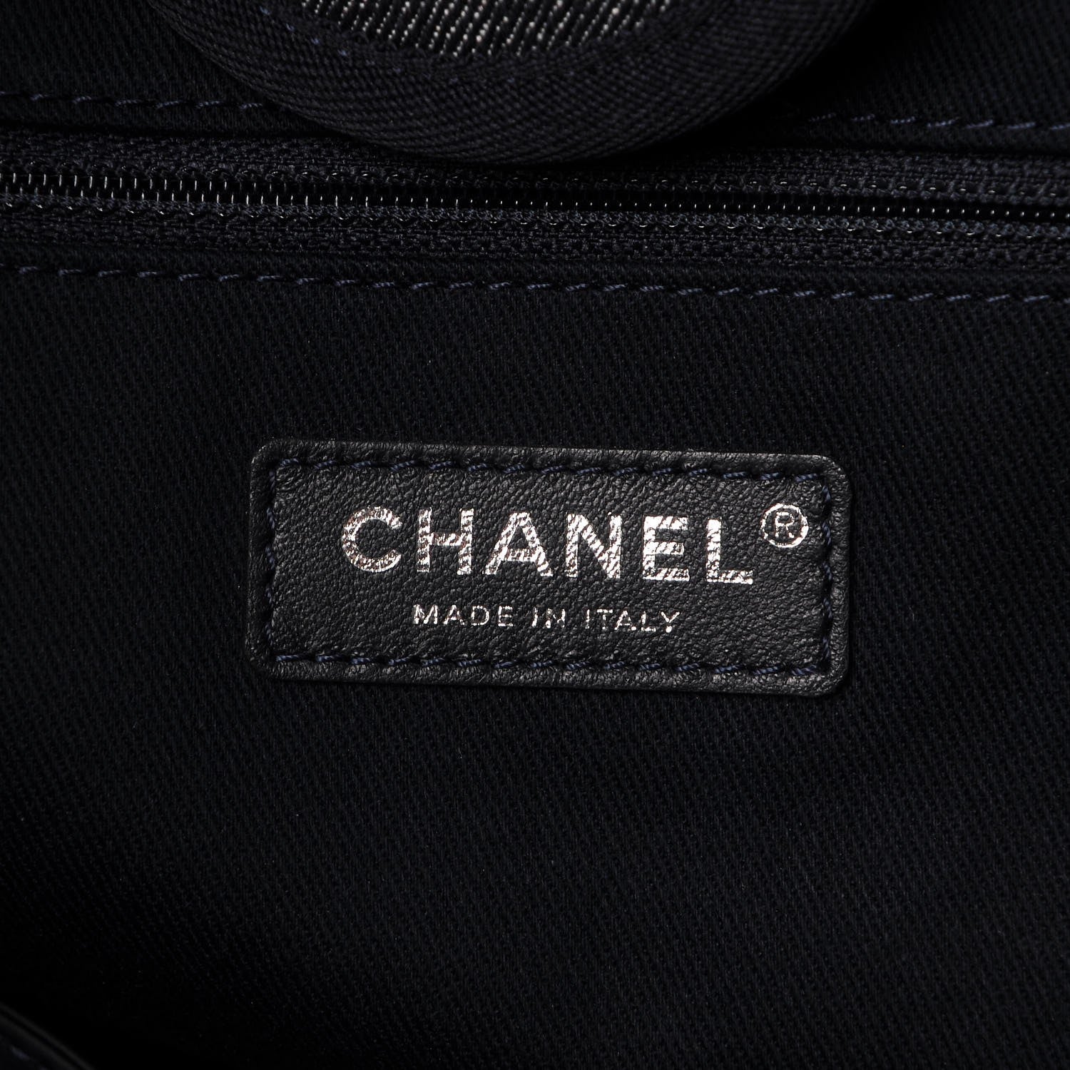 Chanel Denim Large Deauville Tote Blue Orange 7 of 8