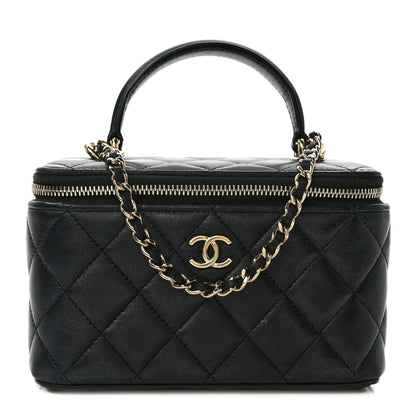 Chanel Lambskin Quilted Small Top Handle Vanity Case With Chain Black 1 of 12