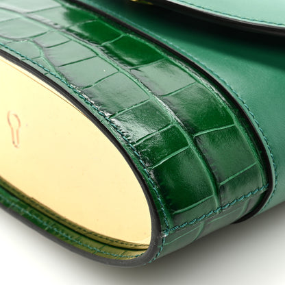 Chloe Calfskin Crocodile Embossed Small Aby Lock Woodsy Green 8 of 8