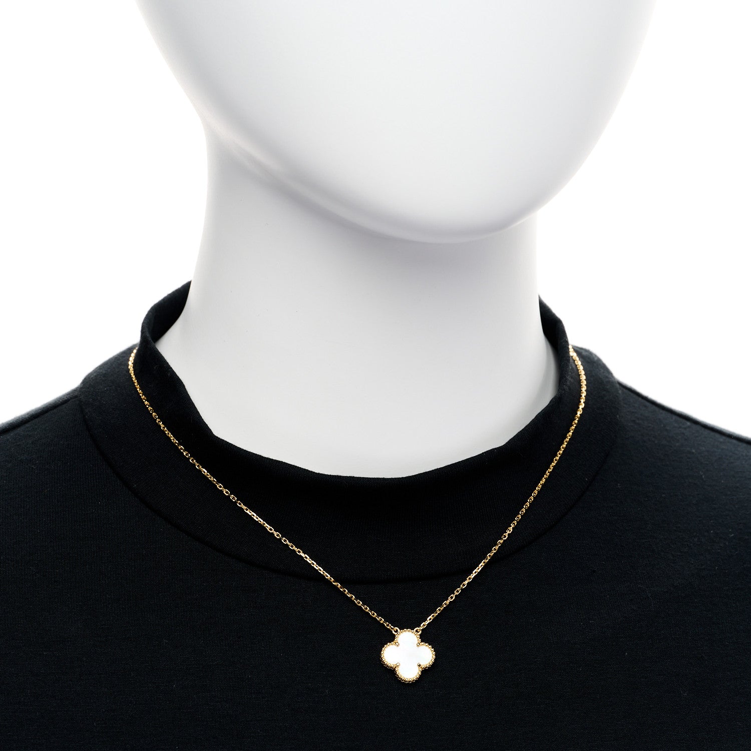 Van Cleef & Arpels 18K Yellow Gold Mother of Pearl Vintage Alhambra Pendant Necklace 2 of 6