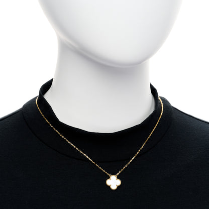 Van Cleef & Arpels 18K Yellow Gold Mother of Pearl Vintage Alhambra Pendant Necklace 2 of 6