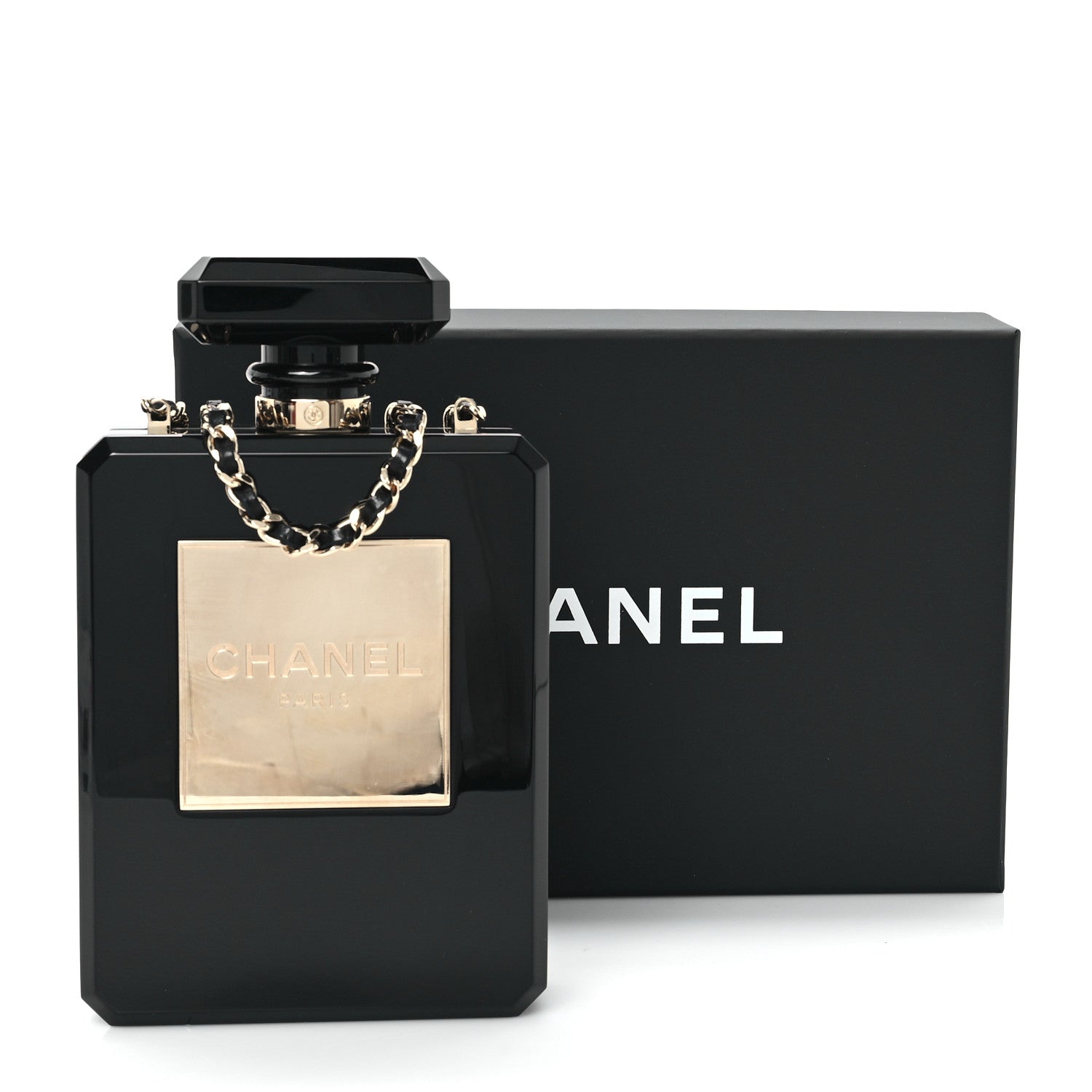 Chanel Plexiglass Perfume Bottle Clutch Black 11 of 11