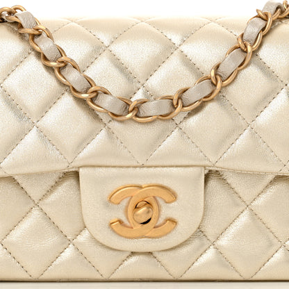 Chanel Metallic Lambskin Quilted Mini Rectangular Flap Gold 8 of 11