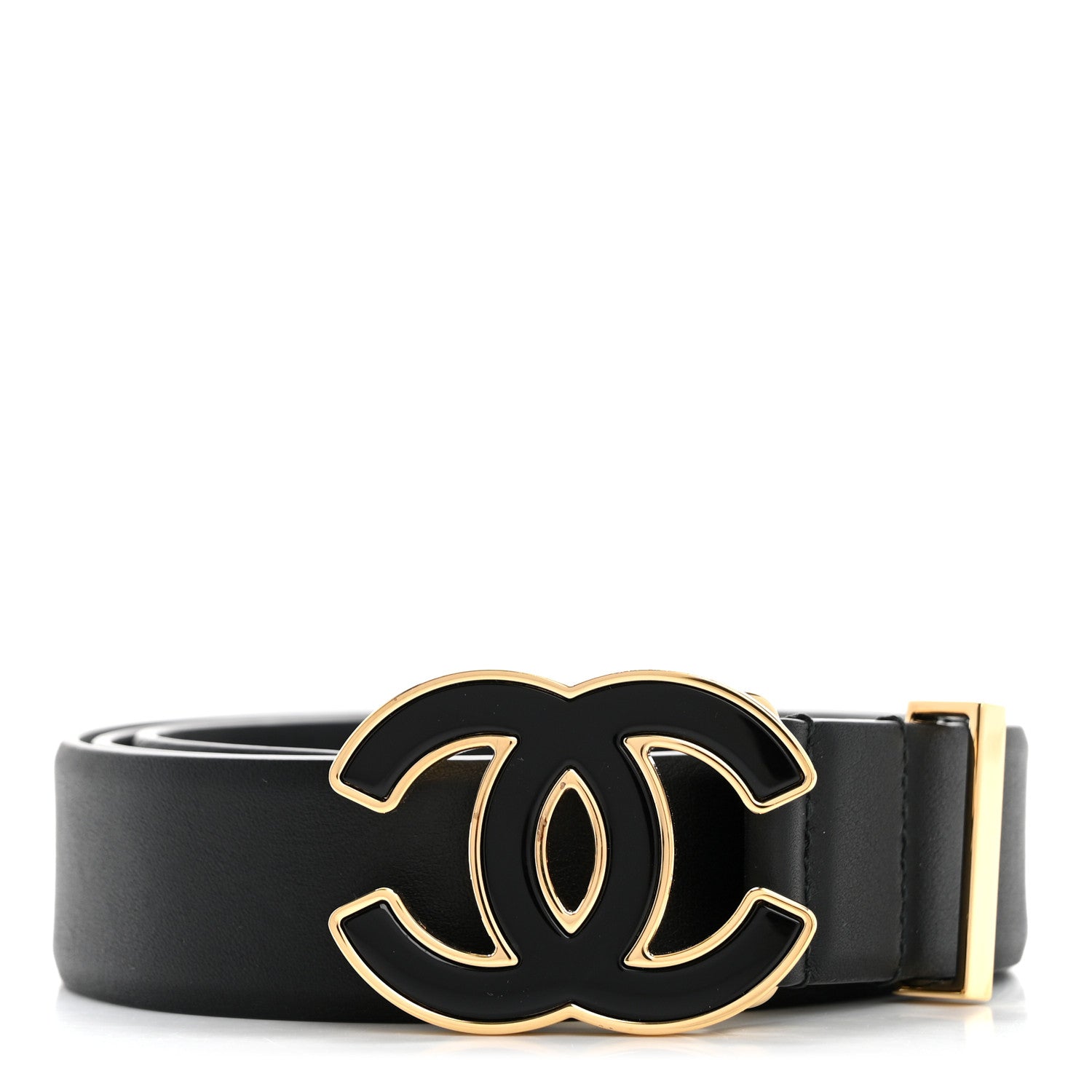 Chanel Calfskin Metal Enamel CC Belt 90 36 Black 1 of 8