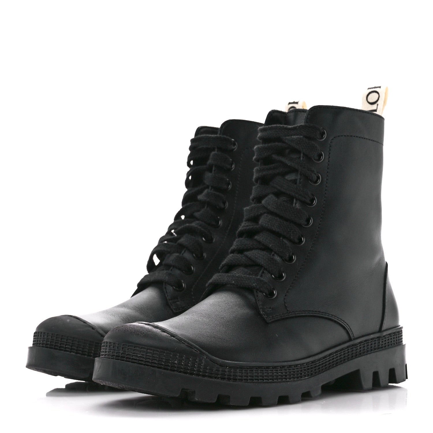 Loewe Calfskin Rubber Combat Boots 37 Black 3 of 9