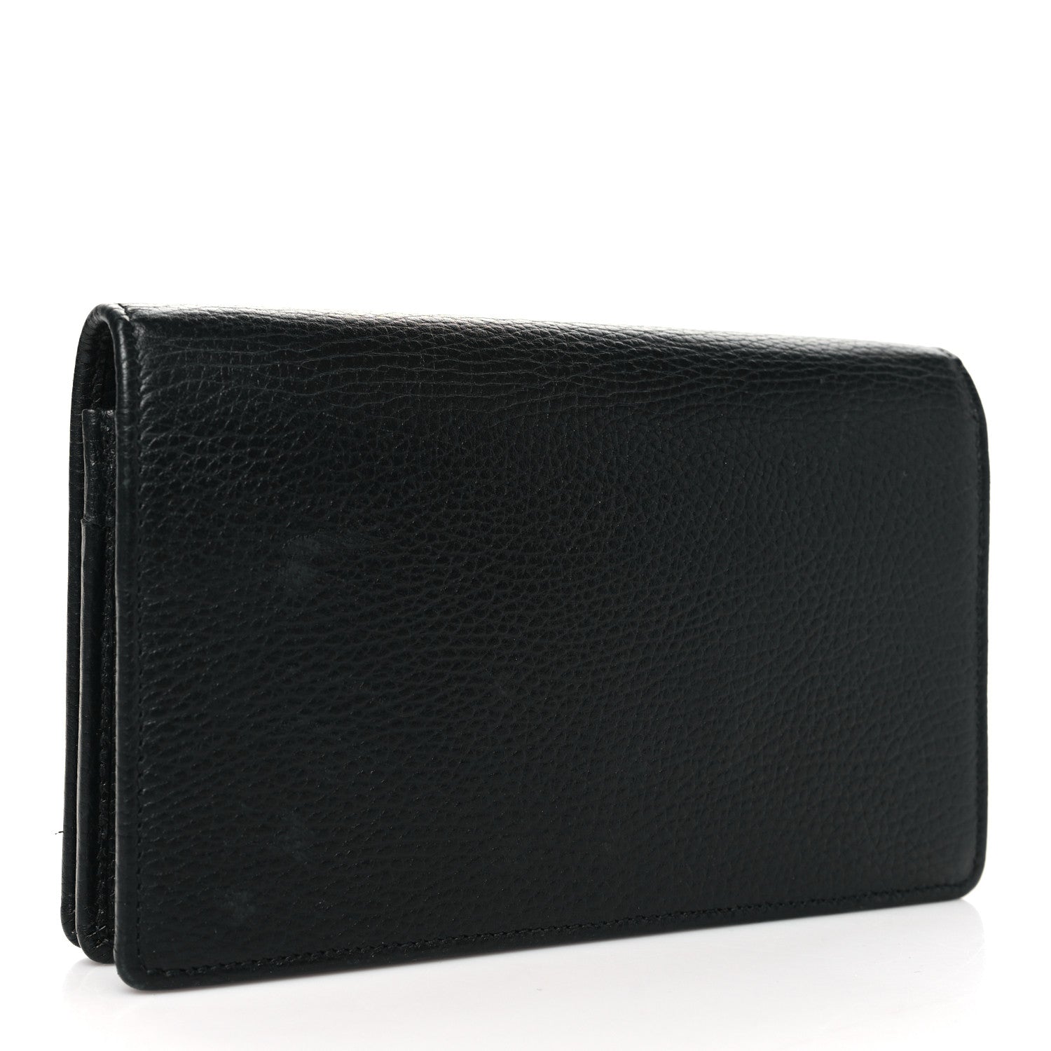 Gucci Dollar Calfskin Enamel Monochrome Mini GG Marmont Chain Wallet Black 3 of 10