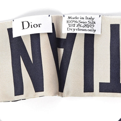 Christian Dior Silk Oblique Mitzah Scarf Blue 3 of 4