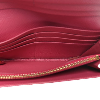 Prada Saffiano Metal Continental Flap Wallet Fragola Talco 5 of 8