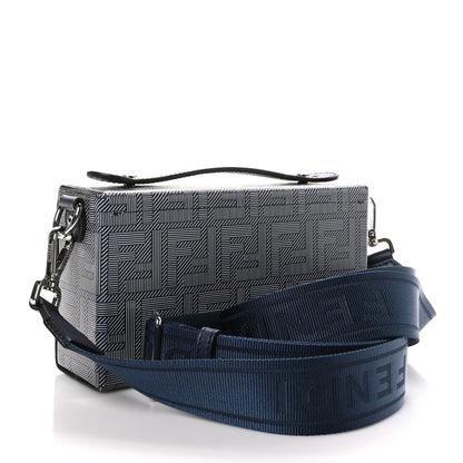 Fendi Vitello King FF Lines Embossed Bi-Color Baguette Soft Trunk Ghiaia Blue Mirto 2 of 8