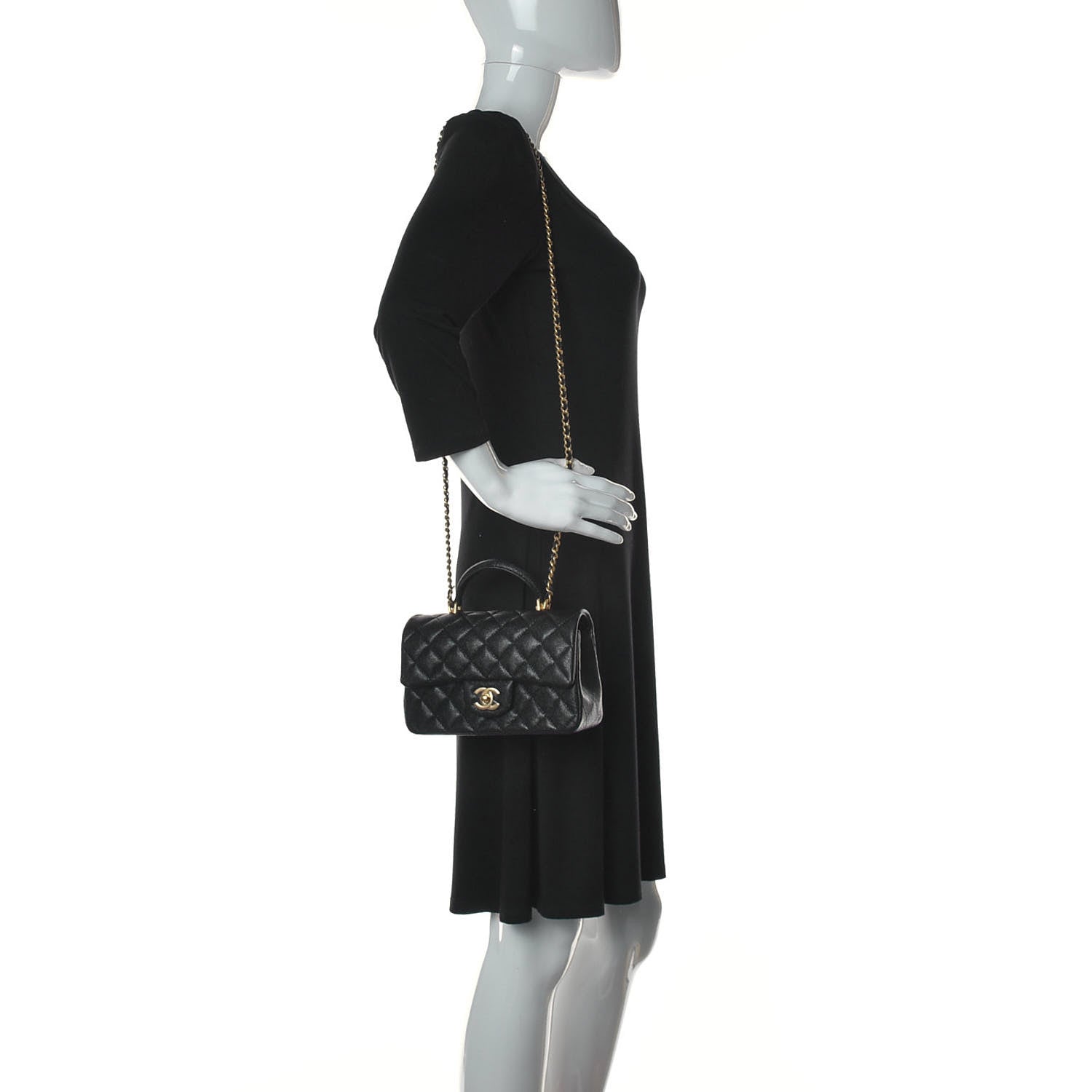 Chanel Caviar Quilted Mini Top Handle Rectangular Flap Black 2 of 9