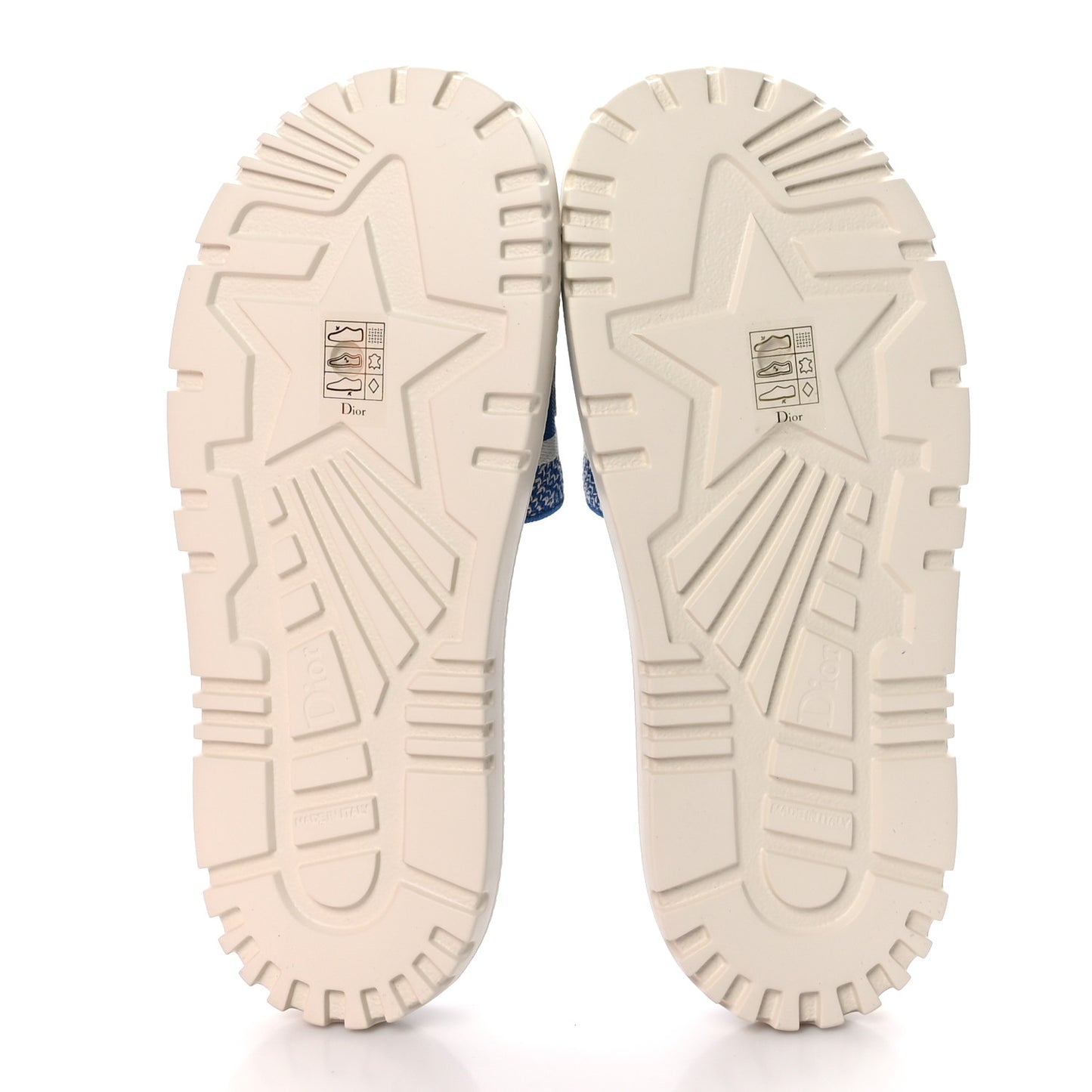 Canvas Toile de Jouy Embroidered Dway 10mm Slide Sandals 37 Off White Blue