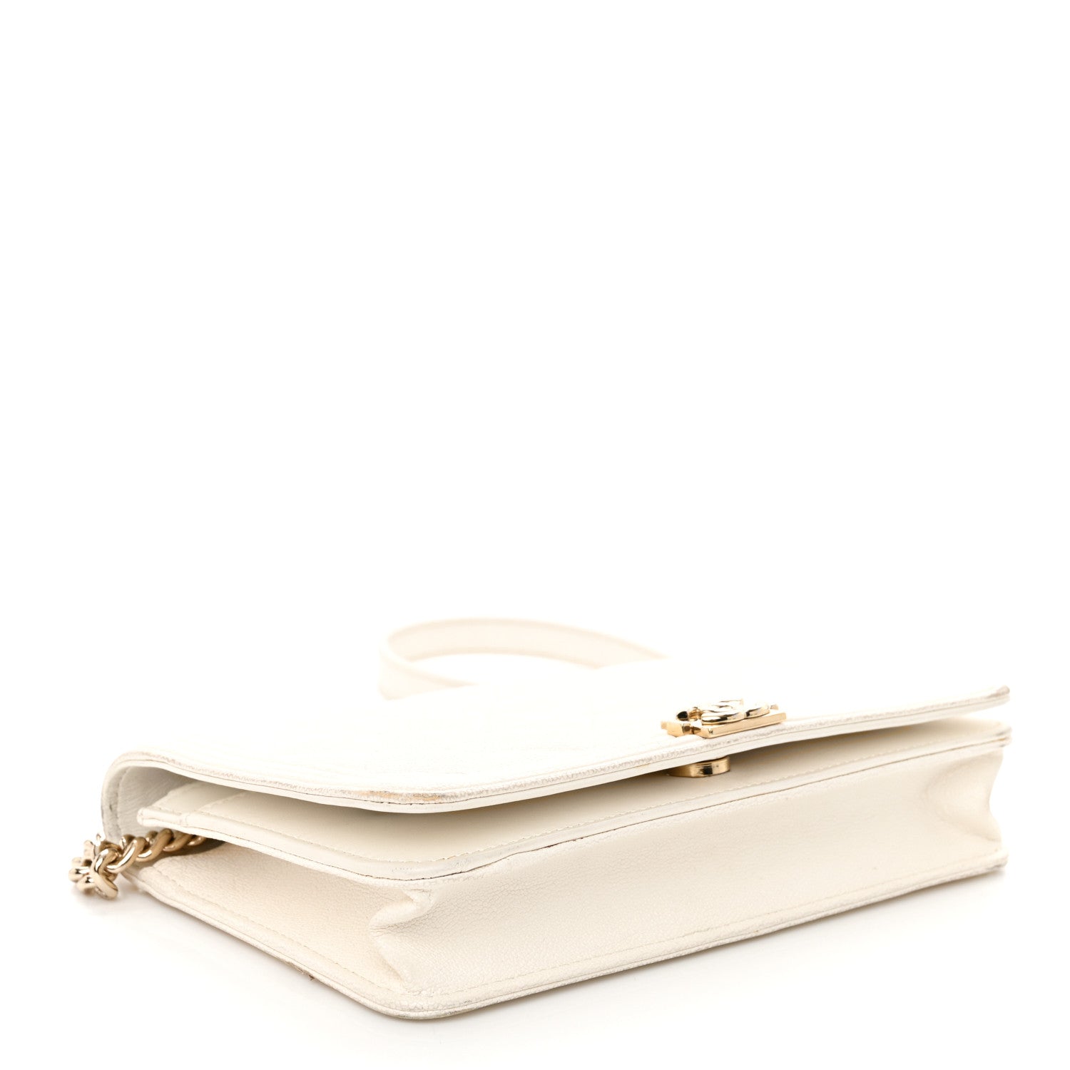Chanel Caviar Quilted Boy Wallet On Chain WOC White 4 of 14