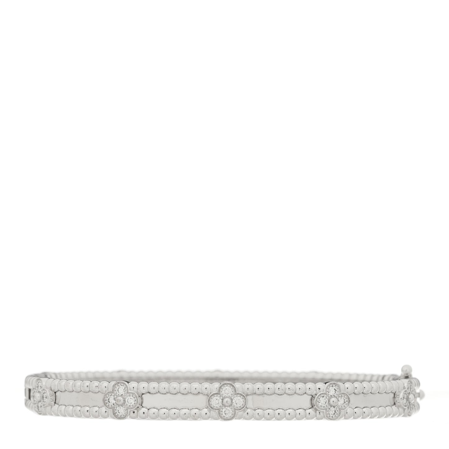 18K White Gold Diamond Perlee Sweet Clovers Bracelet M