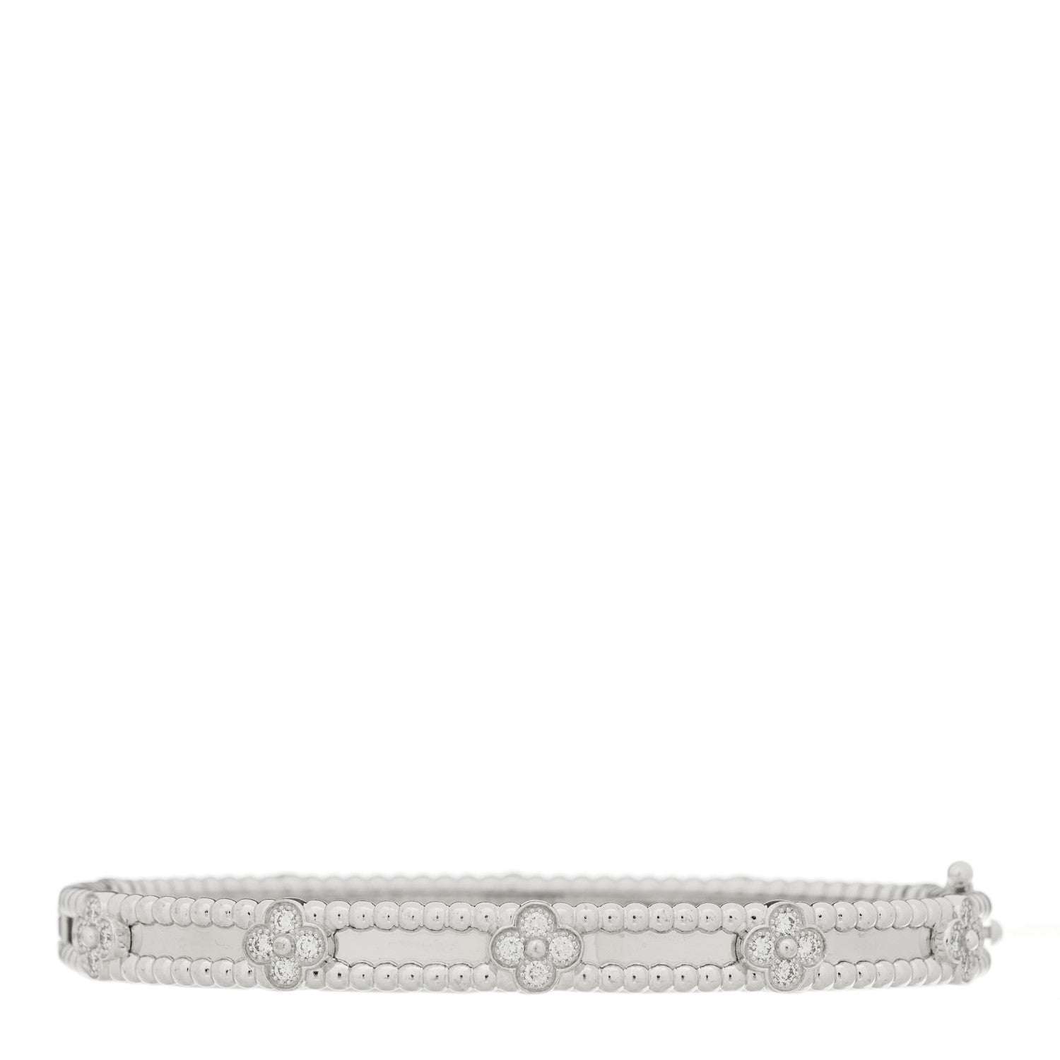 Van Cleef & Arpels 18K White Gold Diamond Perlee Sweet Clovers Bracelet M 2 of 4